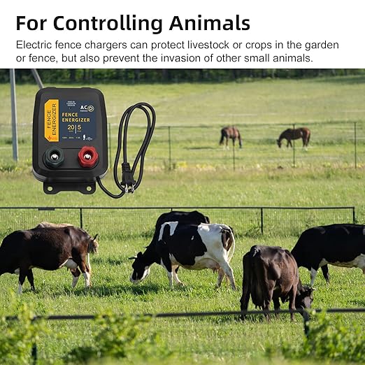 PE5 Electric Fence Energizer 0.20 Joule,20 Acres,Livestock Fence Chargers for Containing Pets and Preventing Wild Animals Intruding