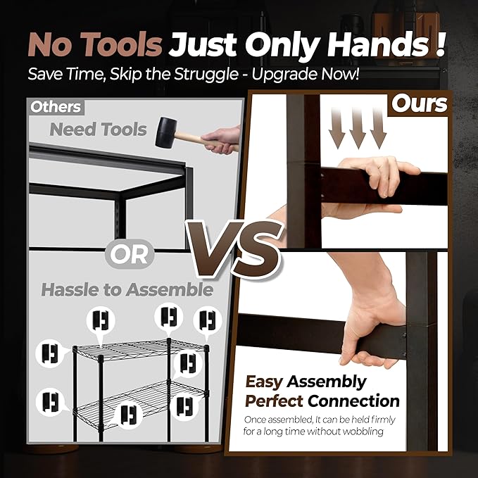 HOMEDANT House 5 Tier Laminated Metal Shelving Unit Adjustable Storage Utility Rack Heavy Duty Shelves Organization Multipurpose Shelf Kitchen Garage Pantry Closet (2, (L) 48.1" W, Black)