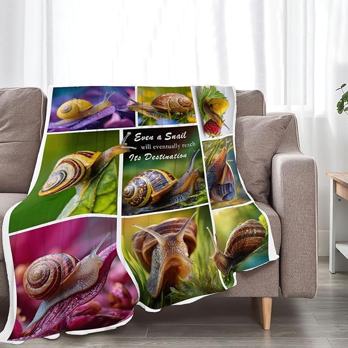 Snail Blanket Snail Lover Throw Blankets Gifts for Girls Boys Kids Soft Cozy Fleece Plush for Couch Sofa Bed 50"x40"
