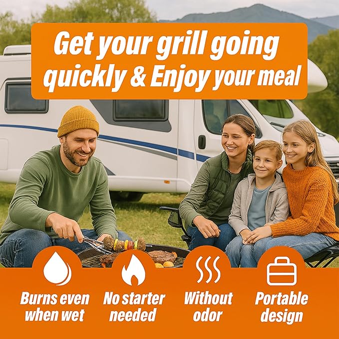 200 PCS Natural Wax & Sawdust Fire Starters – All-Weather Charcoal Starters for Campfires, Grill, Fire Pit, Indoor Fireplaces, BBQ, Wood Stove, Smoker