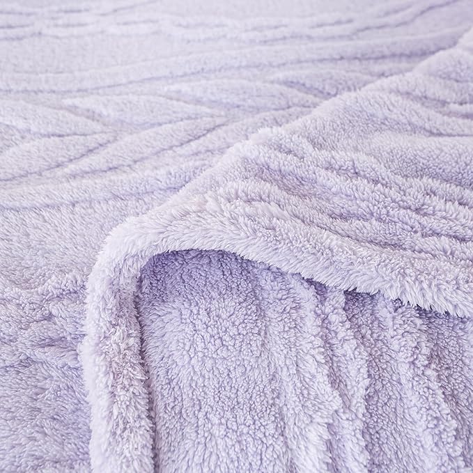 YUSOKI Sherpa Throw Blanket(Without Pillows)-3D Stylish Design Super Soft Cozy Blanket Thick Plush Fluffy Blankets for Teen Girls Women Couch Bed Sofa Chair Men Boys Gift(Lavender Fog,50"x65")