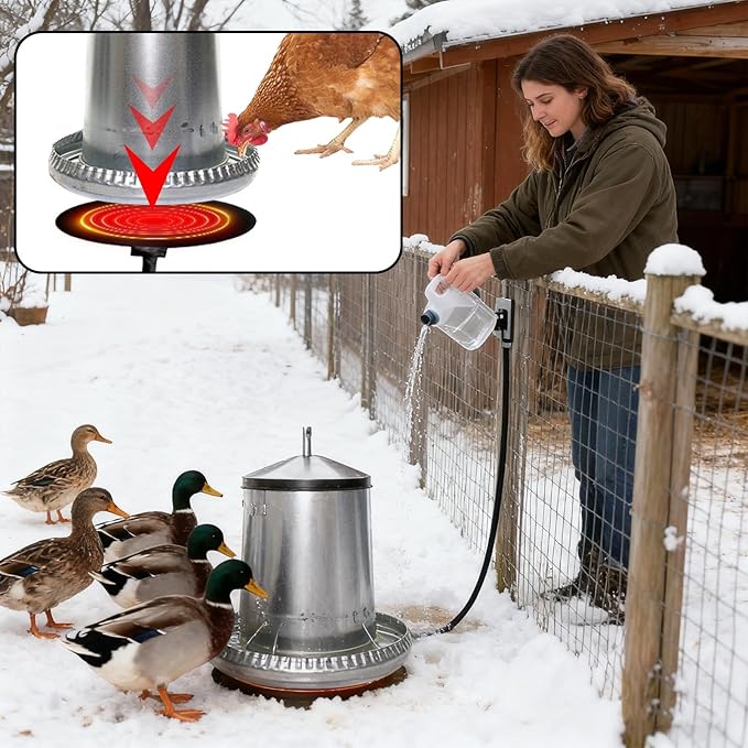 Poultry Water Heater - 5.9 Inch Silicone Heating Pad for Chicken and Livestock | 20W Freeze Resistant Farm Heater with 71 Inch Cord for Winter Outdoor Poultry and Animal Care