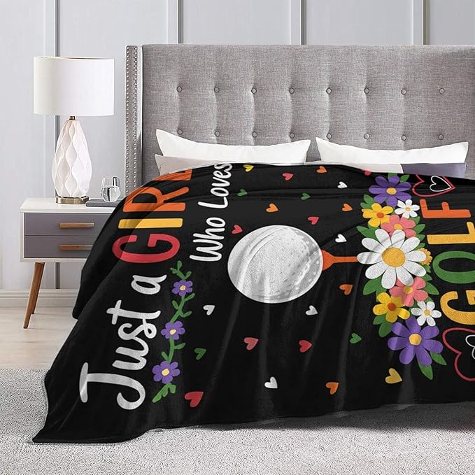 Golf Fleece Blanket Sports Golfing Throw Blankets for Girls Women Golfers Super Soft Warm Flannel Throws Gifts for Kids Adults Cozy Fuzzy Plush Stuffed Couch Bed Bedding Decor 50"X40"