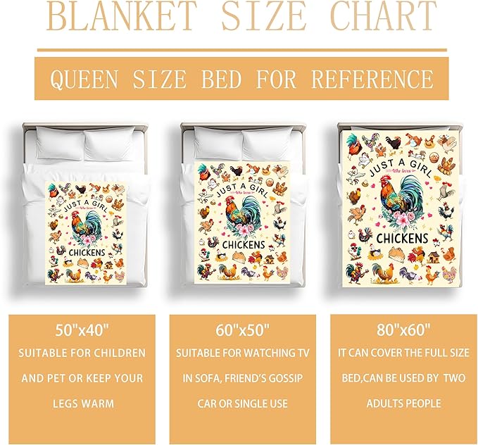 Chicken Blanket Gifts for Girls Women Soft Flannel Chicken Themed Throw Blanket Rooster Birthday Bedding Decor Gifts for Kids Adults Stuff 50"x40"