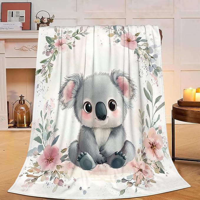 Koala Blanket Soft Cute Kawaii Plush Throw Blanket Cozy Warm Animal Flannel Fleece Bedding Stuff Decor Gifts for Lover Girls Boys Kids Adults Women Bed Travel 40"x50"