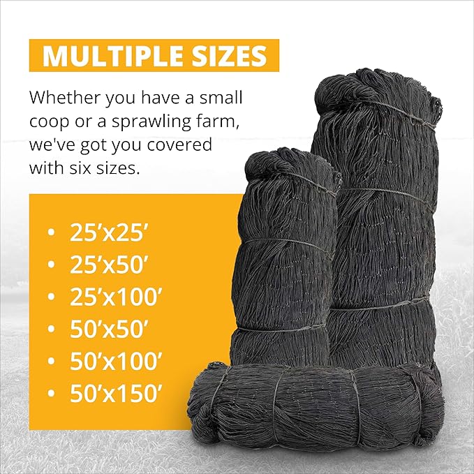 Stromberg's 1" Knotted Netting, Game Bird Netting, Heavy Duty, Chicken Coops, Gardening, UV-Resistant, 85 lb. Break Strength, 25'x100'