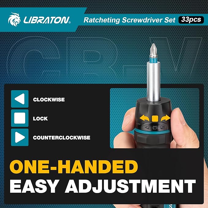 Screwdriver Set, Ratcheting Screwdriver, Multi-Bit Ratchet Screwdriver, 33-In-1Magnetic Screwdriver Set, Ratchet Screwdriver Set, Slotted/Philips/Pozi/Torx/Hex/Square Bits For Home, Auto & Diy