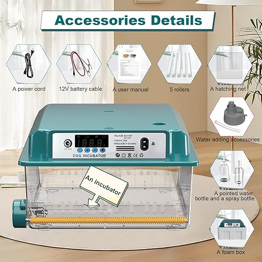 Incubators for Hatching Eggs, 12-16 Eggs Incubator with Automatic Egg Turning and Automatic Humidification, Incubator for Chicken Eggs, Quail Egg