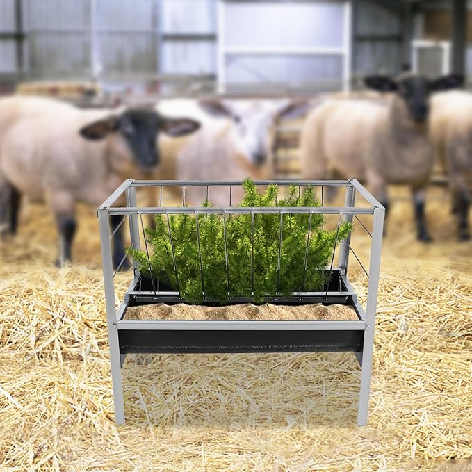Pasture Hay Feeder, 3-Feet Long Livestock Feed Trough Hay Grain Livestock Feeder for Sheep, Calf, Goats On Farms and in Sheep Sheds, Quick to Assemble, 39.37" x 25.59" x 33.46"
