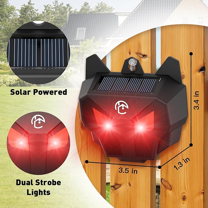 X-PEST Solar Nocturnal Animal Repeller with Red LED Flashing Lights – Effective Coyote, Raccoon, Skunk, Deer & Hawk Deterrent – Waterproof Predator Lights for Yards, Gardens & Chicken Coops