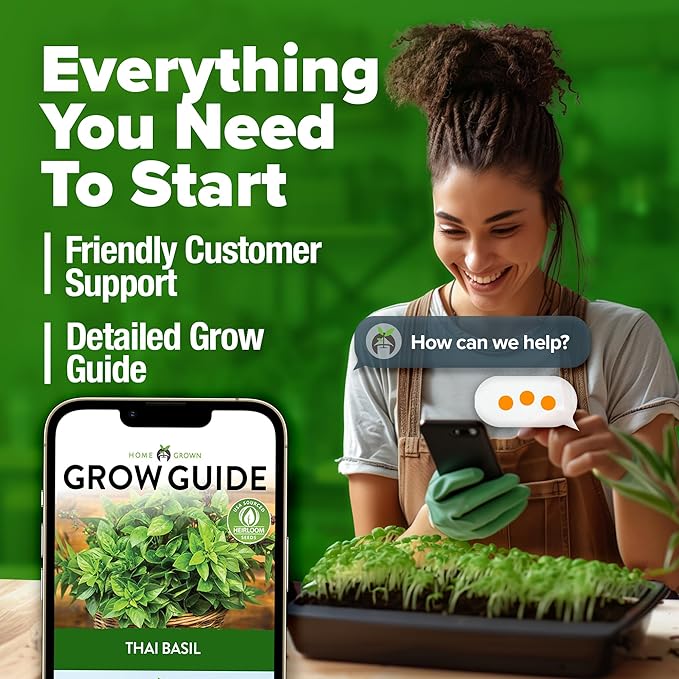 HOME GROWN Thai Basil Seeds Pack - 876 High Germination Heirloom Herb Seeds for Planting,Ideal for Growing Fresh Basil Planting Indoor or Outdoor(Ocimum basilicum VAR.thyrsiflora)