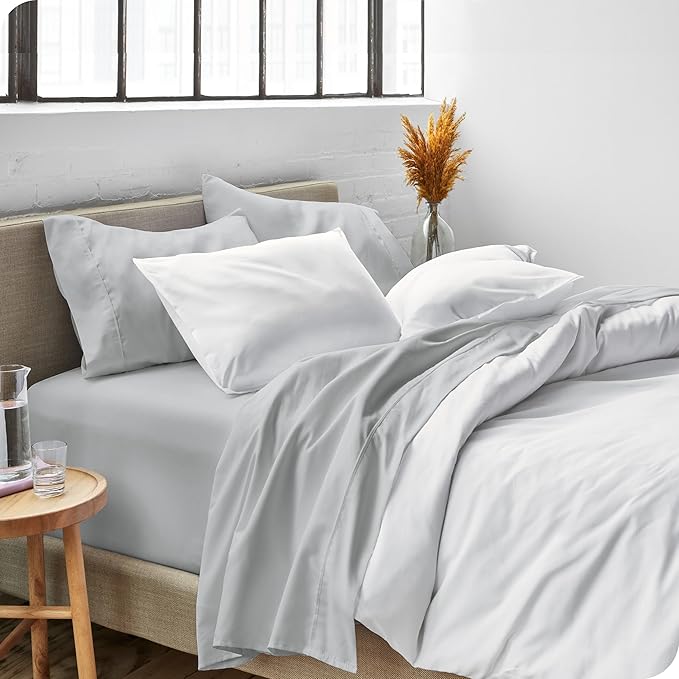 Bare Home Queen Sheet Set - 1800 Ultra-Soft Microfiber Queen Bed Sheets - Double Brushed - Deep Pockets - Easy Fit - 4 Piece Set - Bed Sheets (Queen, French Grey)