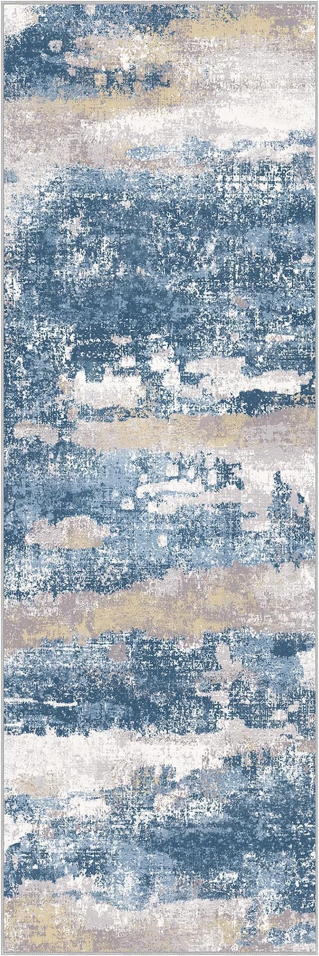 GENIMO Runner Rug 2x5 Non Slip Machine Washable Hallway Runner Rug, Low Pile Lightweight Rugs for Entryway, Hallway, Kitchen and Corridor, Blue Cream