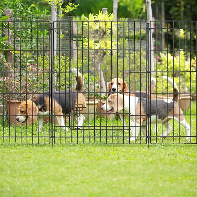 INJOPEXI Decorative Garden Fence 6 Panels 13ft (L)×36in (H) Metal Garden Fences with 5 Panels + 1 Gate, Animal Barrier Rabbit Fence Rustproof Wire Temporary Dog Fencing Outdoor for Yard Lawn Patio