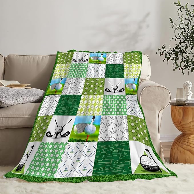 Golf Blanket Cozy Soft Golfing Throw Blanket Golf Gifts for Men Golfers Warm Plush Fluffy Stuff Lightweight Fleece Flannel Gifts Blankets for Women Kids Adults 60"X50"