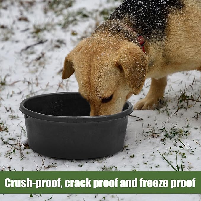 Sadnyy 4 Pcs Rubber Feeder Pan, 1 Gallon Horse Feed Bucket Utility Rubber Bowl 10.6 x 4.1 Inch Horse Feeder Chicken Dust Bath Stackable Livestock Feed Bowl for Pig Goat Chicken Dog Farm Animal