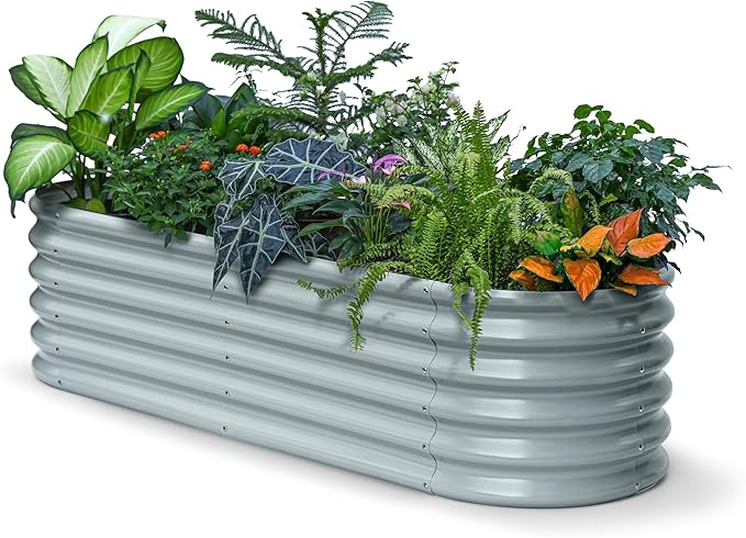 Galvanized Raised Garden Bed 6x2x1.5 ft, 17" Tall Metal Planter Boxes Outdoor for Herb, Strawberry Above Ground Raised Bed Kit for Gardening, Durable Zn-Al-Mg Coated Flower Box - Brooklyn Grey