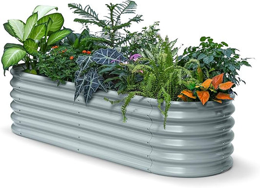 Galvanized Raised Garden Bed 6x2x1.5 ft, 17" Tall Metal Planter Boxes Outdoor for Herb, Strawberry Above Ground Raised Bed Kit for Gardening, Durable Zn-Al-Mg Coated Flower Box - Brooklyn Grey
