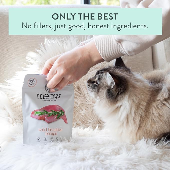 The New Zealand Natural Pet Food Co. Meow Freeze Dried Cat Food - Wild Brushtail Recipe, High Protein Treats, Meals & Toppers,Dry Cat Food,1.76 oz