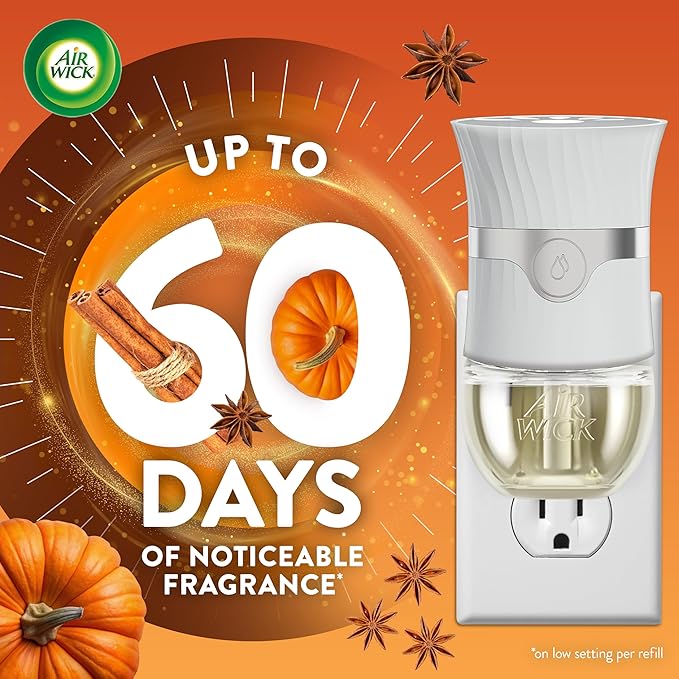 Air Wick Plug In Scented Oil Refill,Fall Scent, Fall Décor, Pumpkin Spice, 5 ct