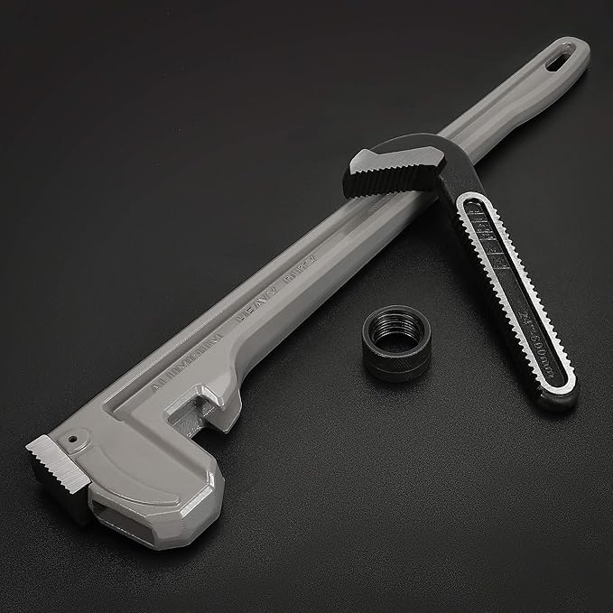 DURATECH 24-inch Heavy Duty Aluminum Straight Pipe Wrench, Adjustable Plumbing Wrench, Drop Forged, Exceed GGG standard
