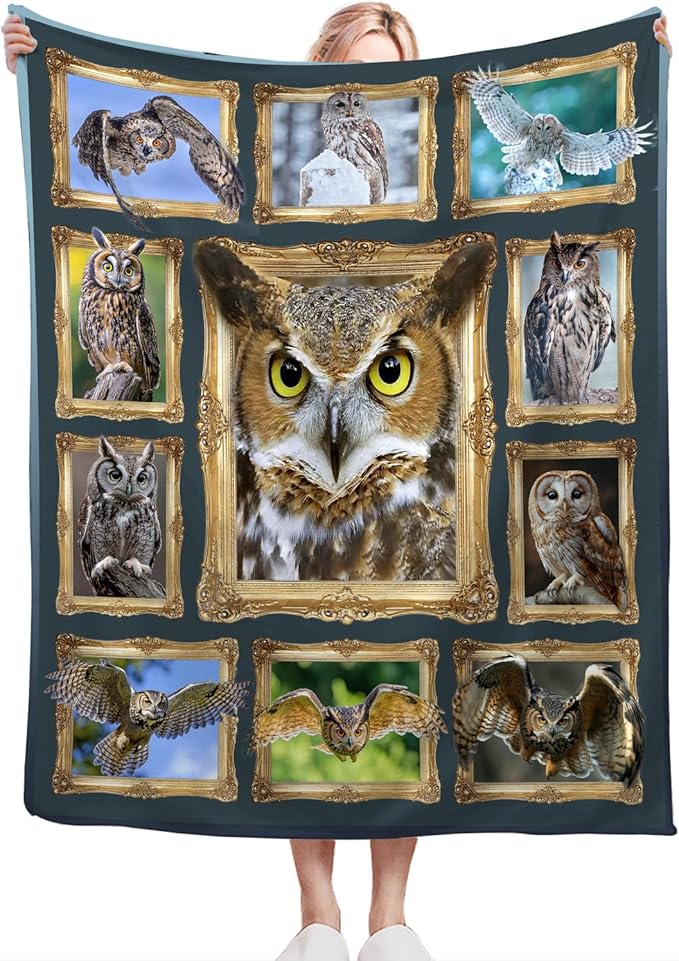 Owl Blanket Gifts for Girls Boys Soft Warm Plush Cute Owl Throw Blanket Flannel Fleece Fuzzy Stuff Blanket for Bed Couch Living Room Decor 50"X40"