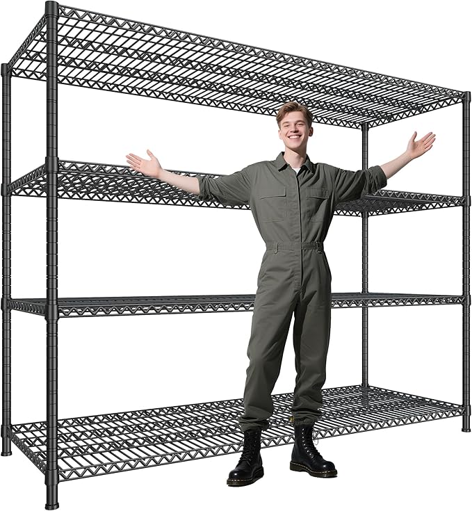 68.1"W Storage Shelves 2500LBS Wire Shelving Unit, Garage Shelving Heavy Duty, Adjustable Metal Shelving for Garage, Pantry, Kitchen, Basement, Warehouse, Business 68.1"W x 20.9"D x 70.9"H