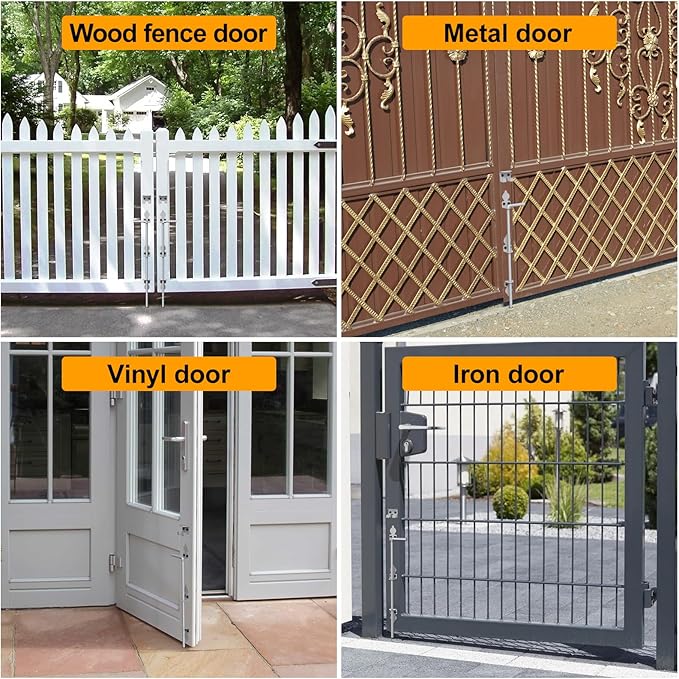 36" Cane Bolt Drop Rod for Gate, Heavy Duty Gate Latch for Wooden Fence Metal Gates, Gate Ground Stopper Hardware for Wood PVC Vinyl Metal Gates, 2 Pack Silver
