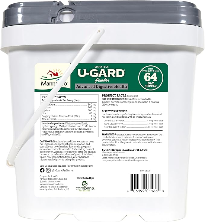 Corta-Flx U-Gard Powder, Equine Digestive Supplement to Maintain Gastric Health , Helps Prevent Ulcer Formation, Supplement for Horses, 8 LB
