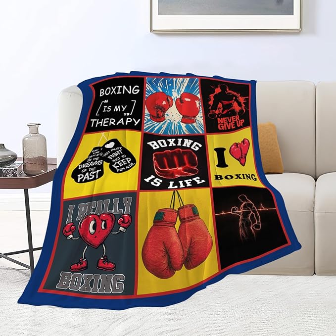 Boxing Blanket Boxing Gloves Sports Lover Throw Blankets Gifts for Girls Boys Kids Soft Cozy Fleece Plush for Couch Sofa Bed 80"x60"