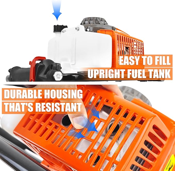 NEOTEC 72CC 2-Stroke Gas Powered Earth Auger Post Fence Hole Digger + 4" 8" 12" Auger Triple Drill Action Design Bits + 3 X 24 Extension Bars, Petrol Drill Borer