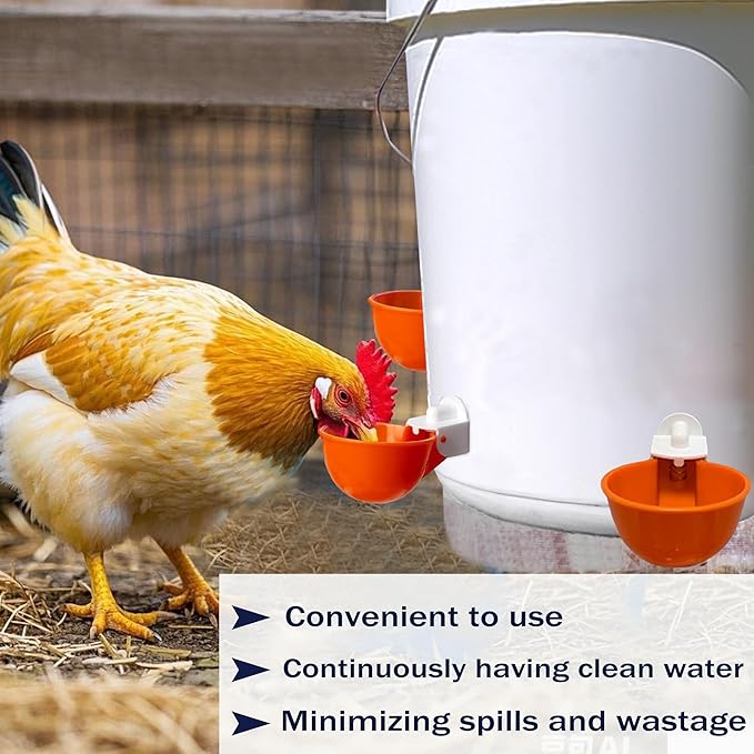 8pcs Large Automatic Chicken Waterer Cups | Chicken Water Feeder Suitable for Chicks, Duck, Goose, Turkey and Bunny | Poultry Water Feeder Kit