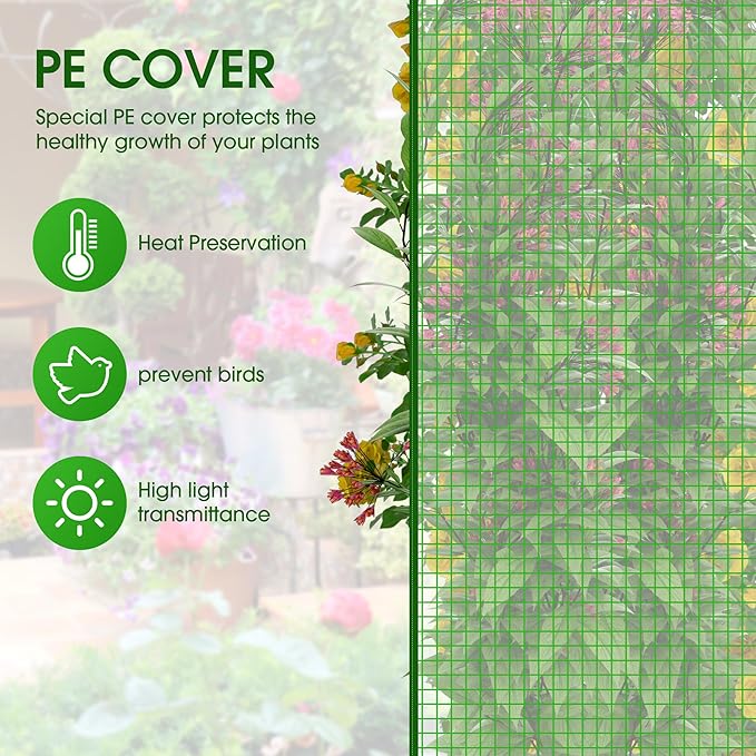 Onelike 16'' x 16'' x 55.5'' Plastic Raised Garden Bed with Greenhouse Cover and Trellis, Vertical Tomato Planters for Climbing Plants, Self Watering System Tomatoes Cage for Patio,Black,Small