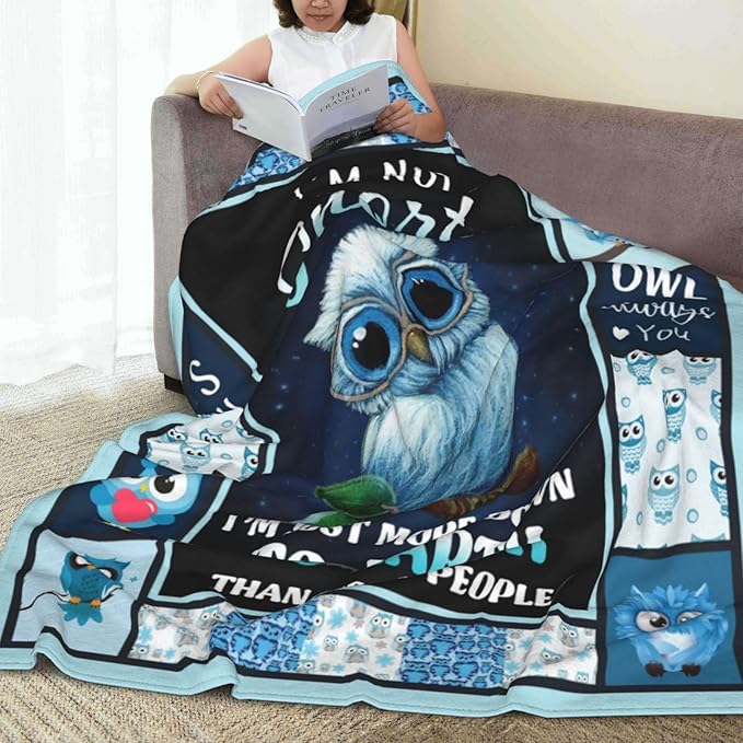 Owl Blanket Owl Throw Blanket Soft Fleece Flannel Bedding Owls Gifts for Boys Women Girls Lovers Adults Stuff Plush for Couch Sofa Bed Room Decor 50"X60"
