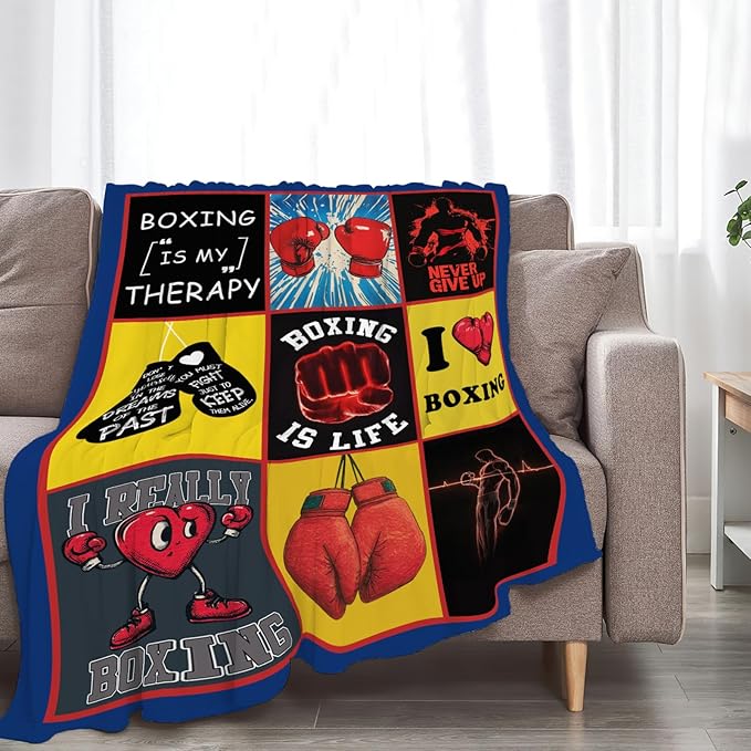 Boxing Blanket Boxing Gloves Sports Lover Throw Blankets Gifts for Girls Boys Kids Soft Cozy Fleece Plush for Couch Sofa Bed 80"x60"