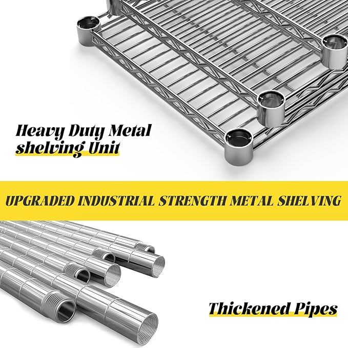 Storage Shelves, 3 PCS 48" L x 20" W x 72" H Heavy Duty Garage Wire Shelving Unit Loads 2000LBS, 5-Tier Adjustable Metal Industrial Utility Shelf Rack for Kitchen, Laundry Room, Basement