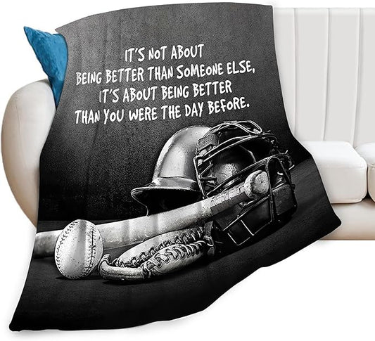 Baseball Throw Blanket for Kids & Adults - Soft, Warm & Cozy Fleece Blanket for Couch, Sofa & Bed - 40"x50"