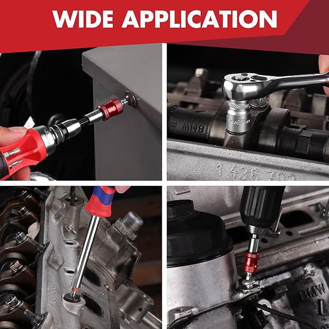 ARROW 48-Piece 1/4" Screwdriver Bit & Socket Set, Color-Coded S2 Steel Drill Bits with Magnetic Bit Holder, 6–13mm CR-V Sockets, Compatible with Power Drill, Screwdriver & Mini Ratchet Wrench