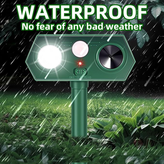 2025 Solar Ultrasonic Racoon Fortress Pro, Deer Cat Repellent Devices Animal Repeller Squirrel Rabbit Deterrent Outdoor with Motion Sensor&Flash Light to Scare Dog Skunk Out of Garden Yard(2Pack)