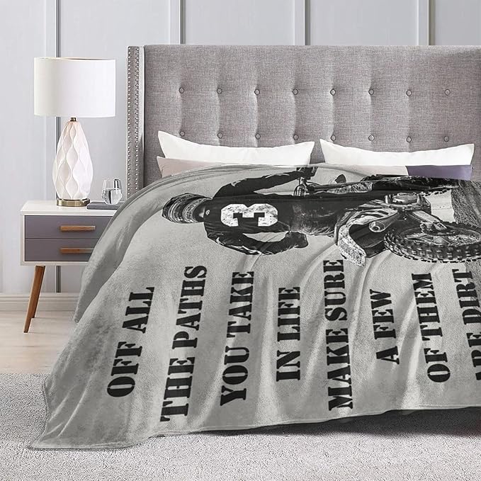 Dirt Bike Blanket Inspiring Motorbike Blankets Fleece Plush Flannel Super Soft Cozy Fuzzy Warm Lightweight Stuff Motorcycle Sports Decor Gifts for Boys Girls Kids Adults Men Women 50" x 60"