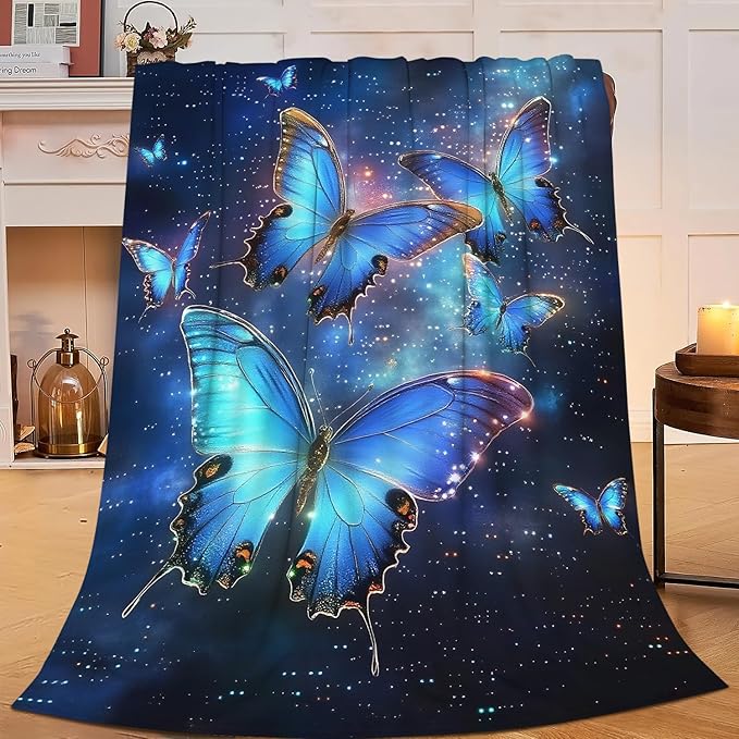 Butterfly Blanket Butterflies Blankets Fleece Plush Flannel Super Soft Cozy Fuzzy Warm Lightweight Stuff Butterfly Decor Gifts for Boys Girls Kids Adults Men Women 40" x 50"