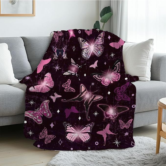 Butterfly Blanket for Butterfly Lovers, Soft Flannel Butterflies Gifts for Women, Girls, Butterflies Blanket Gifts for Adults Kids, Birthday Gifts for Christmas Thanksgiving 40x50