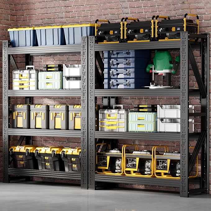 60" W Garage Shelving,4-Tier Heavy Duty Storage Shelves Unit with Adjustable Metal Shelf for Warehouse,Basement,Workshop,4500LBS,60" W x 20" D x 79" H,Black