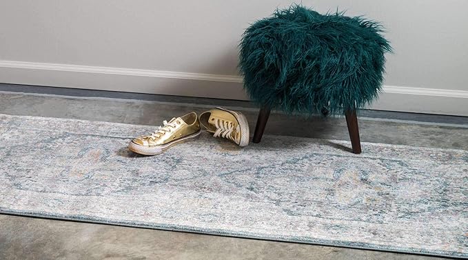 Unique Loom Baracoa Collection Area Rug - Prado (2' 7" x 10' Runner, Gray/ Blue)