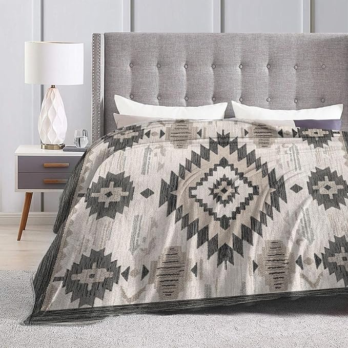 Western Blanket, Soft Plush Fleece Aztec Southwestern Throw Blanket - Cozy Warm Tribal Navajo Southwest Blankets Western Bedding Stuff Gifts for Women Girls Kids Adults 40"X50"