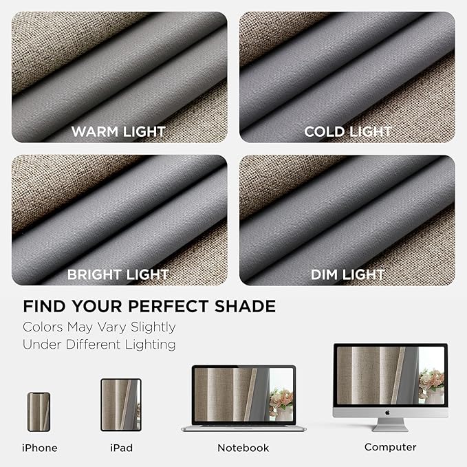 Joydeco Linen Blackout Curtains 120 Inches Long, Extra Long Curtains 120 Inch Length 1 Panel for Bedroom, Thermal Insulated Linen Black Out Curtains with Grommets(100x120, Linen)