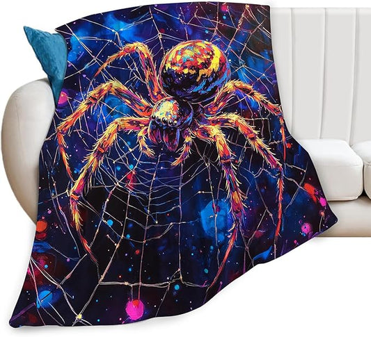 Spider Throw Blanket Spider Web Gifts for Dad Men Boys Plush Cozy Flannel Fleece Fuzzy Party Blankets 80"X60"
