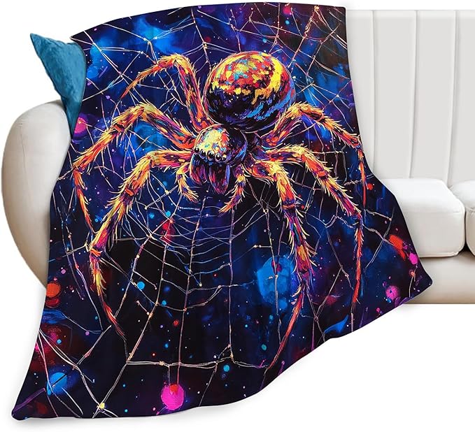 Spider Throw Blanket Spider Web Gifts for Dad Men Boys Plush Cozy Flannel Fleece Fuzzy Party Blankets 50"X40"