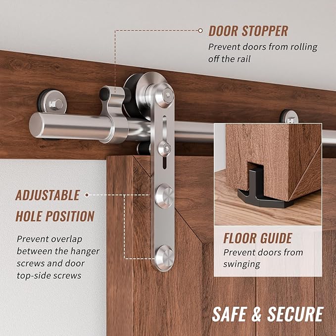 4FT Stainless Steel Sliding Barn Door Hardware Kit,Slide Smoothly Quietly,Easy Install,Heavy Duty Sturdy Barn Door Track for 24" Single Wood Door