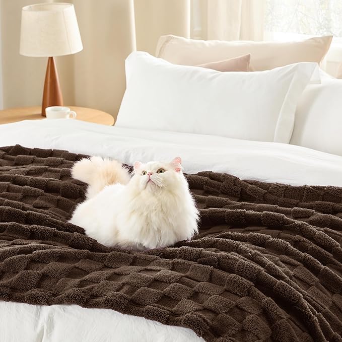 Bedsure GentleSoft Dark Brown Throw Blanket for Couch - Super Soft Cozy Blankets Gifts for Women Men Girls, Cute Small Fleece Throws for Bedroom Home Decor, 50x70 Inches